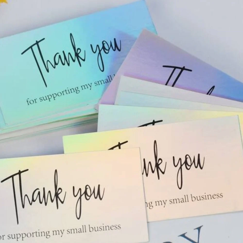 50 PK Metallic Rainbow Thank You Cards / Package Inserts 50 Pk - Picture 4 of 7
